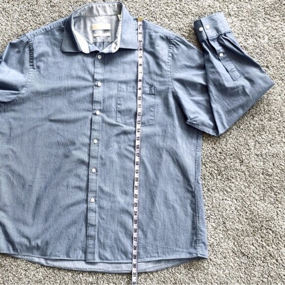 Michael Kors striped dress shirt with long sleeves. Men's size 17 34/35 - Picture 11 of 12